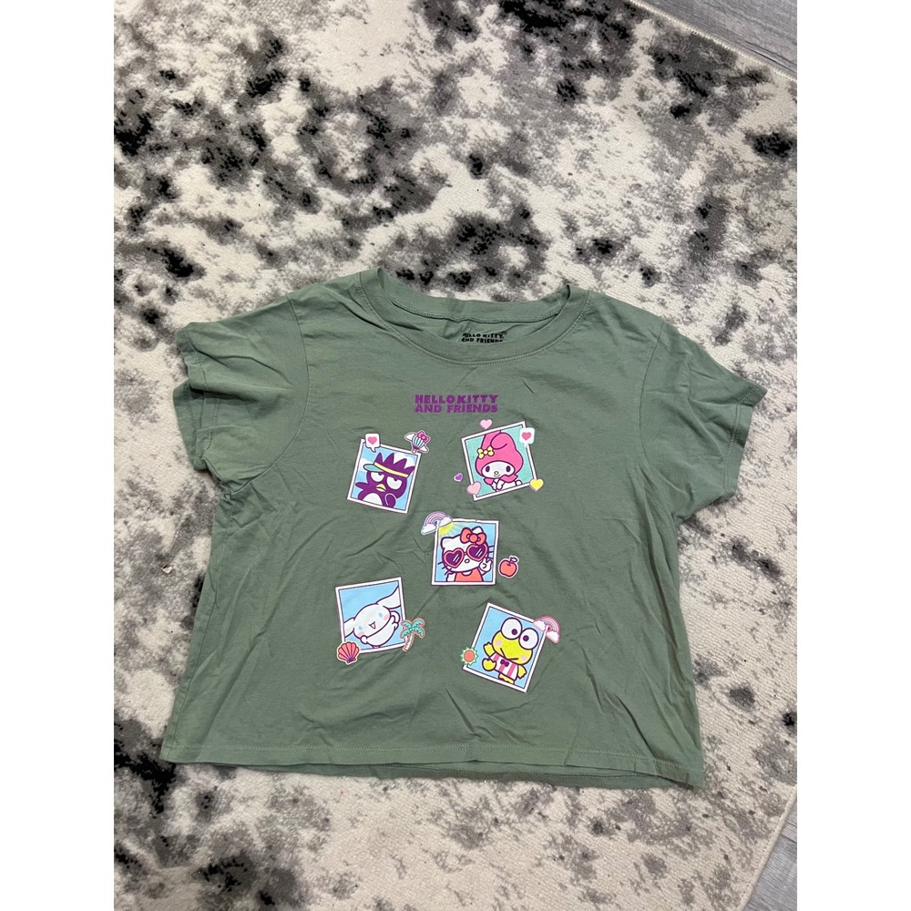 Hello Kitty and Friends T Shirt Green‎ Crew Neck Women's Graphic Tee  Size L